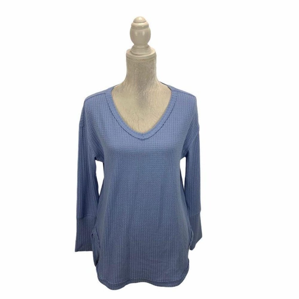 Vintage America Blue Thermal Knit Top Hartford S